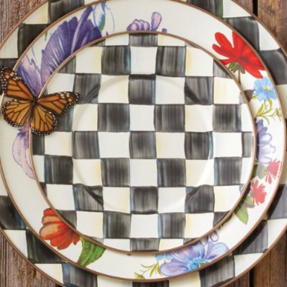 SET OF 4 MacKenzie-Childs Courtly Check Salad Dessert Plates - Picture 5 of 5